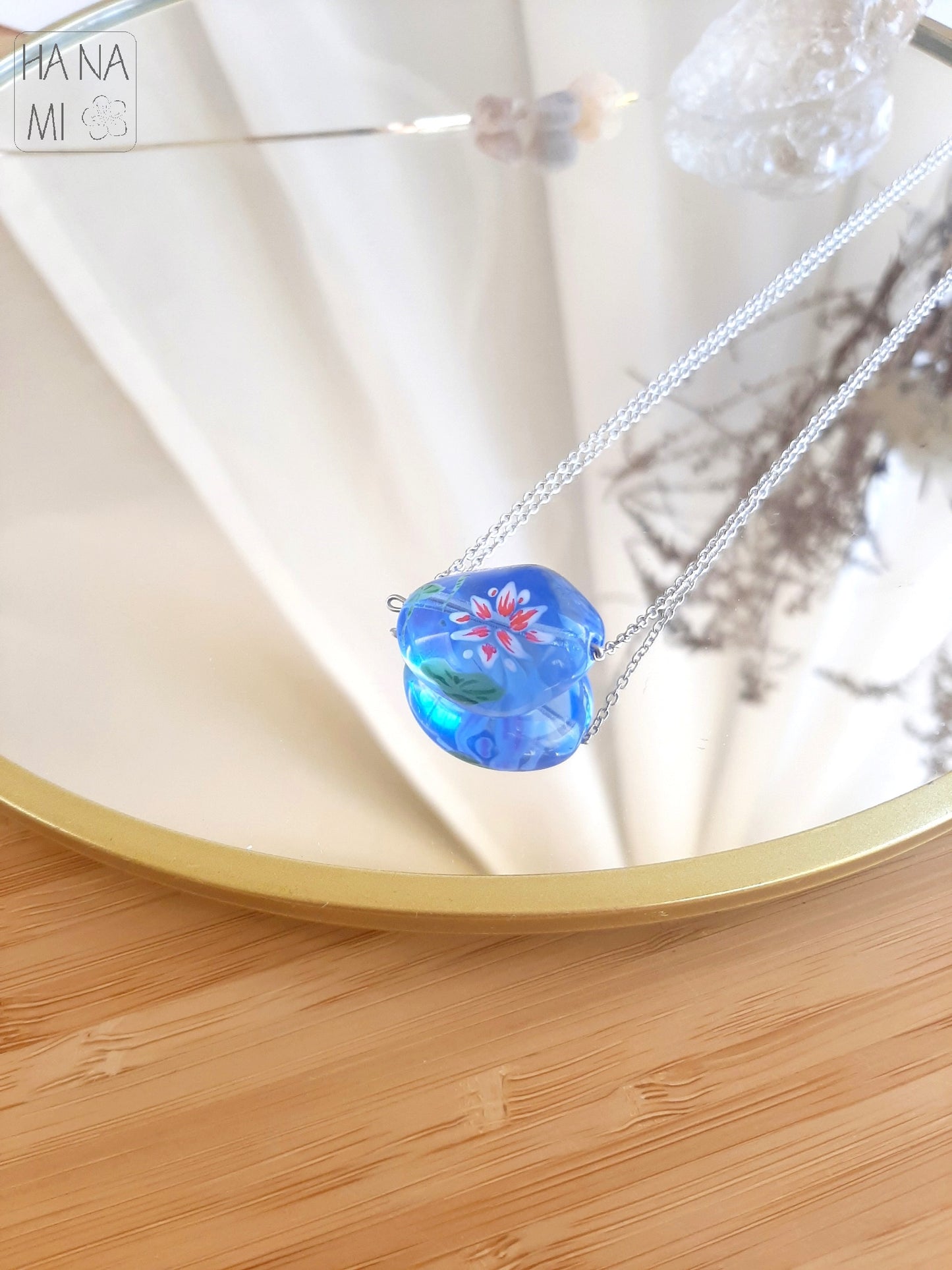 large glass necklace "Lotus Pond"