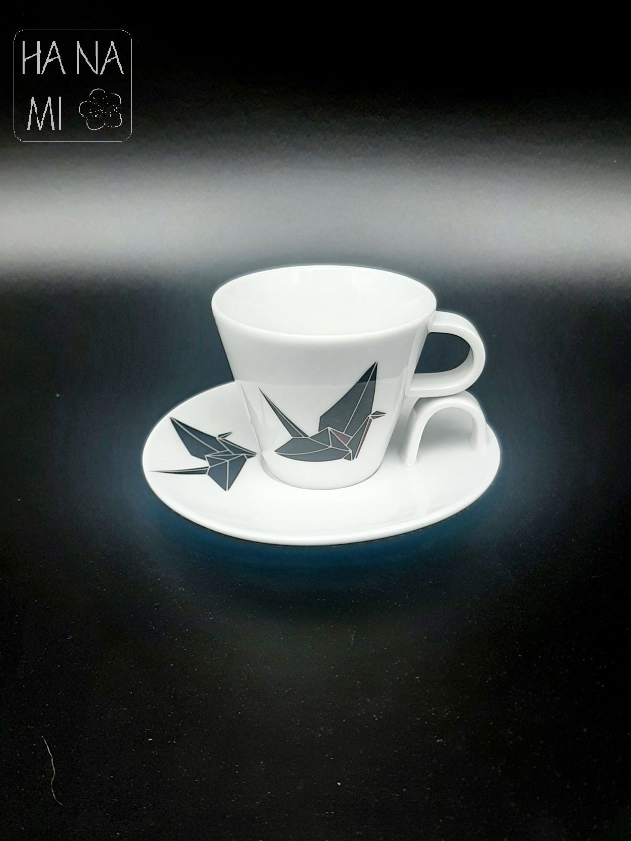 hrneček na espresso "Origami jeřáb" s podšálkem 45 ml