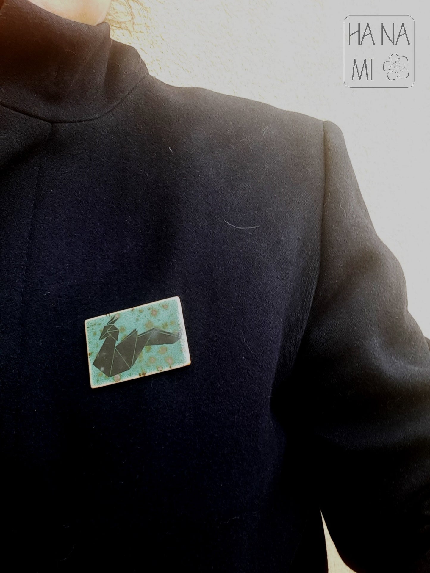 keramická brož tyrkysová "Origami drak"