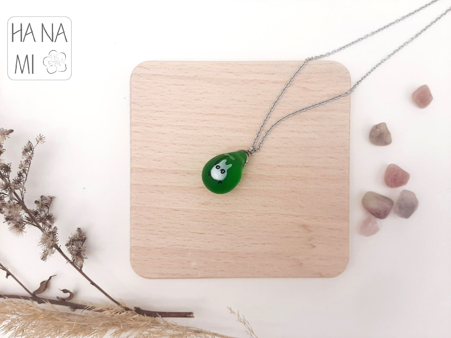 "Totoro" glass necklace