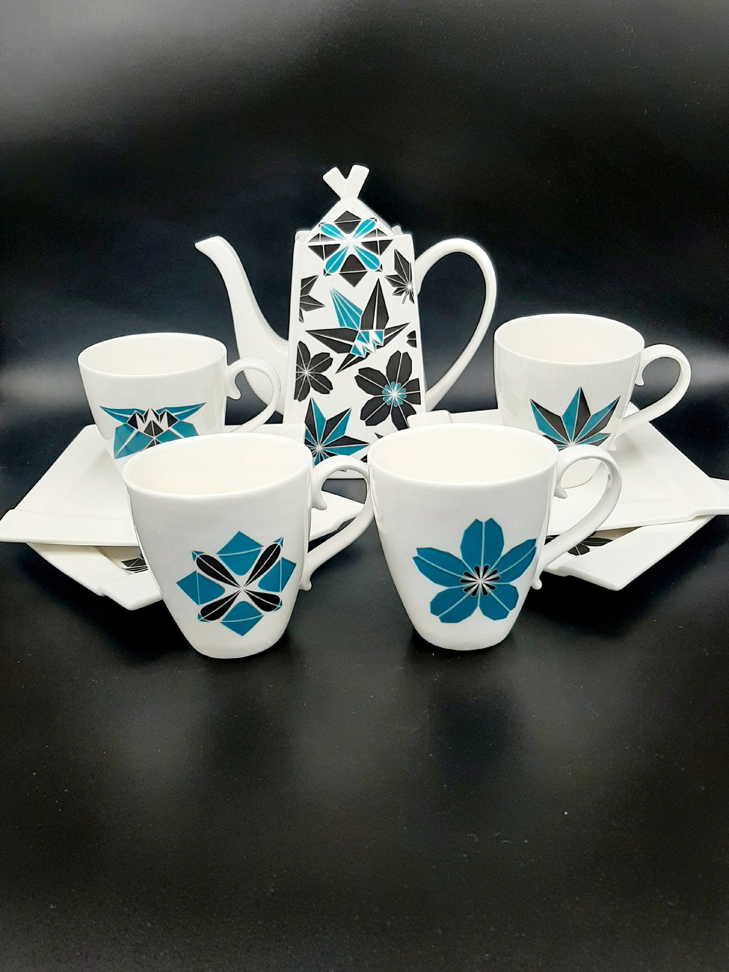 Cubist Tea Set "Origami FLORAL" vintage