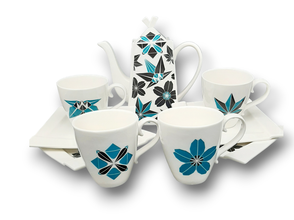 Cubist Tea Set "Origami FLORAL" vintage