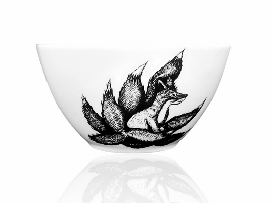 Rice Bowl "Kyuubi no Kitsune" B&W 300 ml