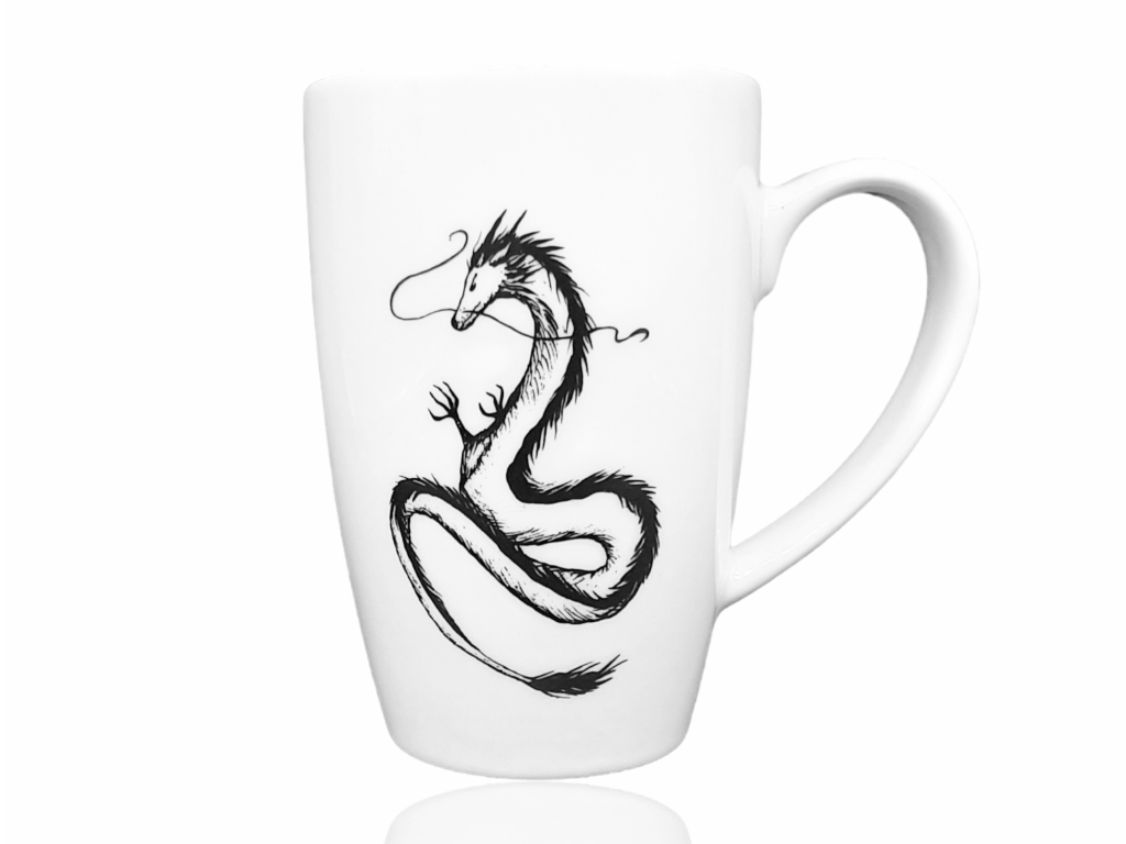 Tall mug "Dragon" B&W 380 ml