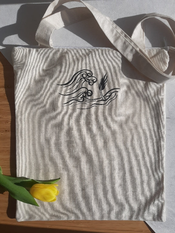 "Dragon" shopping bag with zipper and inner pocket