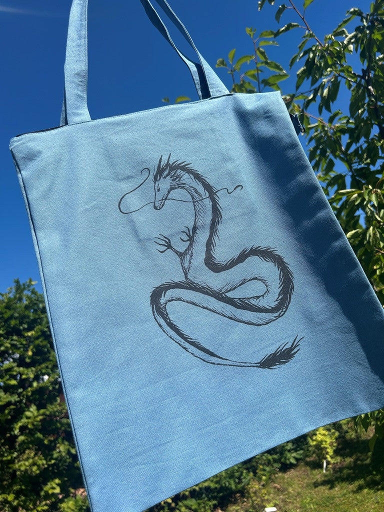 "Dragon" shopping bag with zipper and inner pocket