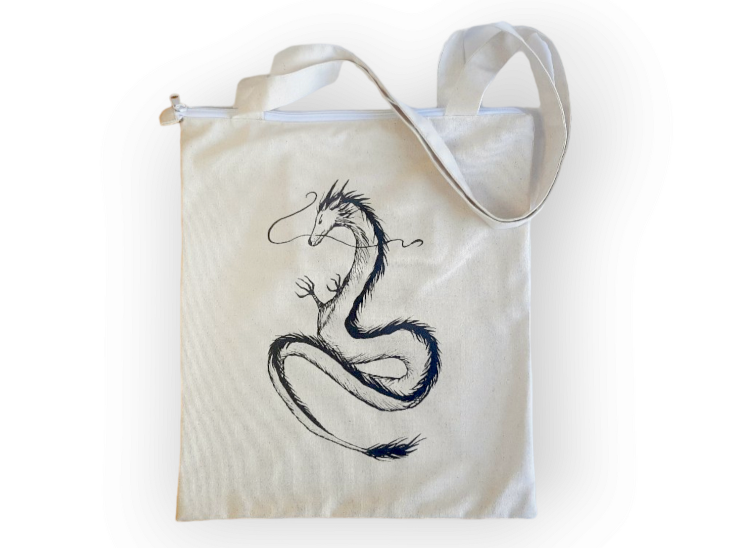 "Dragon" shopping bag with zipper and inner pocket