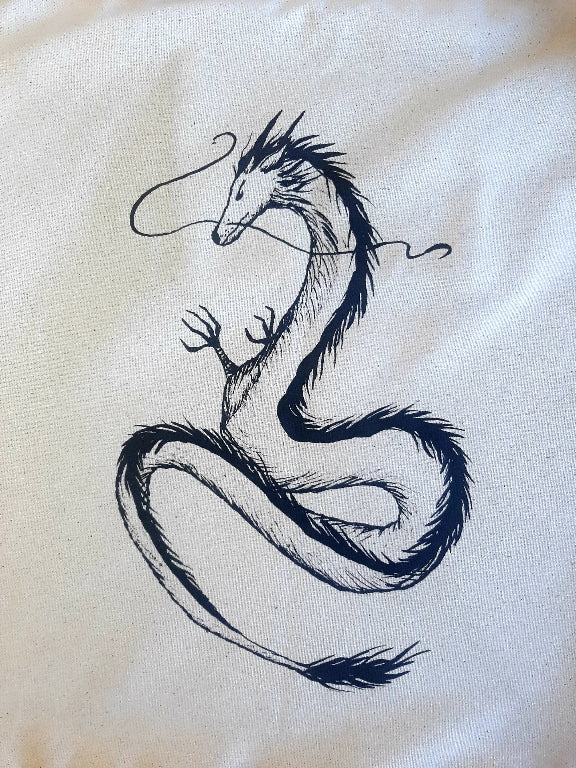 "Dragon" shopping bag with zipper and inner pocket