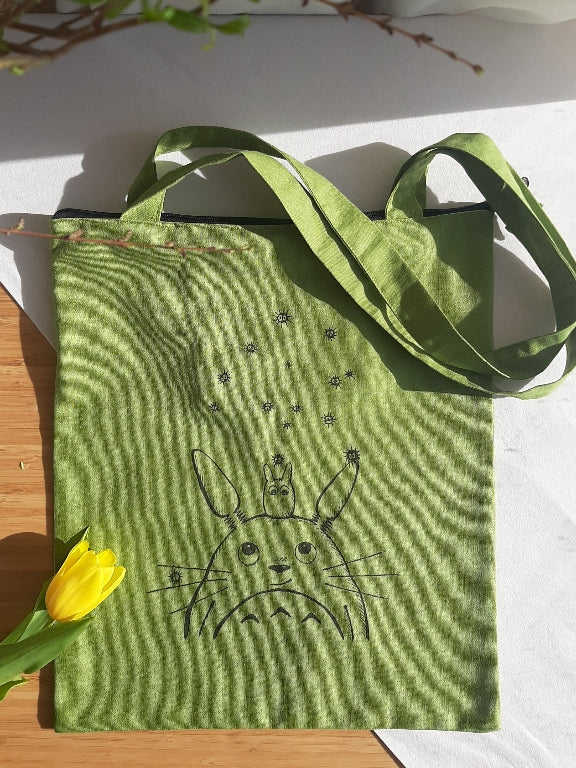 Totoro shopping bag with zipper and inner pocket