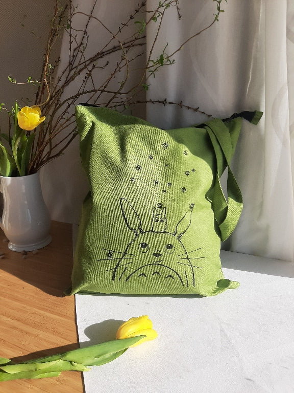 Totoro shopping bag with zipper and inner pocket