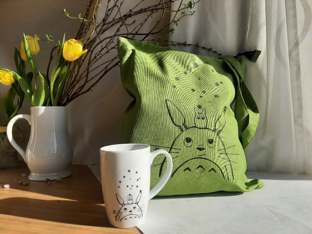 Totoro shopping bag with zipper and inner pocket