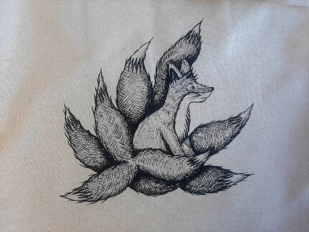 Shopping bag "Kyuubi no Kitsune" with zipper and inner pocket