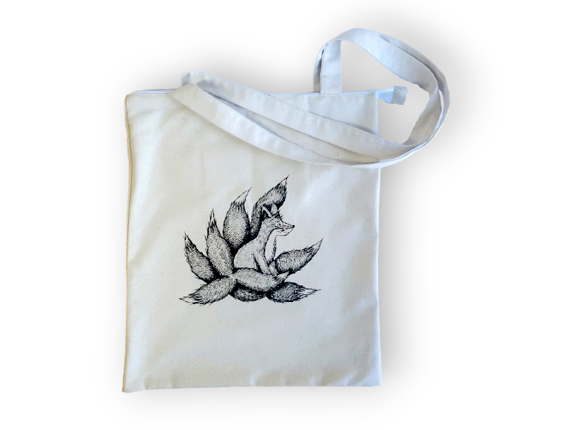 Shopping bag "Kyuubi no Kitsune" with zipper and inner pocket