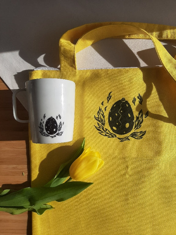 yellow shopping bag "Fénix" with zipper and inner pocket