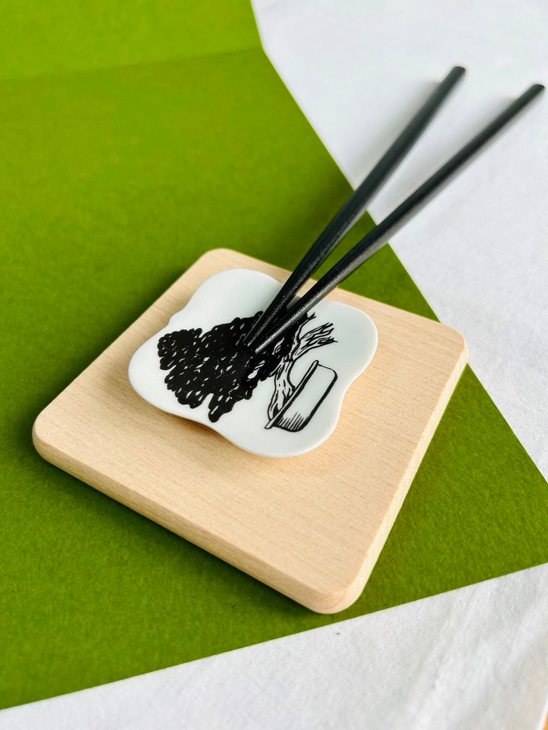 chopstick rest square "Bonsai lover" 5.5x5.5 cm