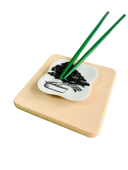 chopstick rest square "Bonsai lover" 5.5x5.5 cm