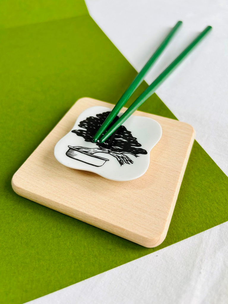 chopstick rest square "Bonsai lover" 5.5x5.5 cm