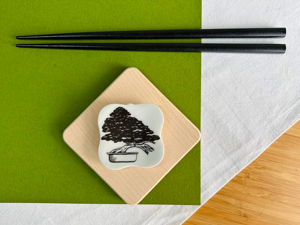 chopstick rest square "Bonsai lover" 5.5x5.5 cm