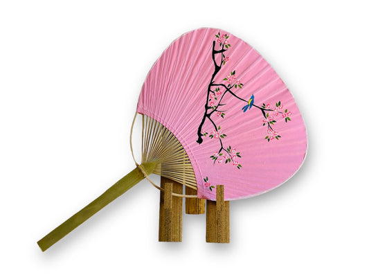Round paper fan "Bird on Sakura" hand-painted