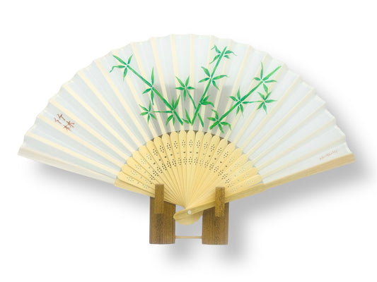 folding fabric fan "Bamboo Grove" hand-painted