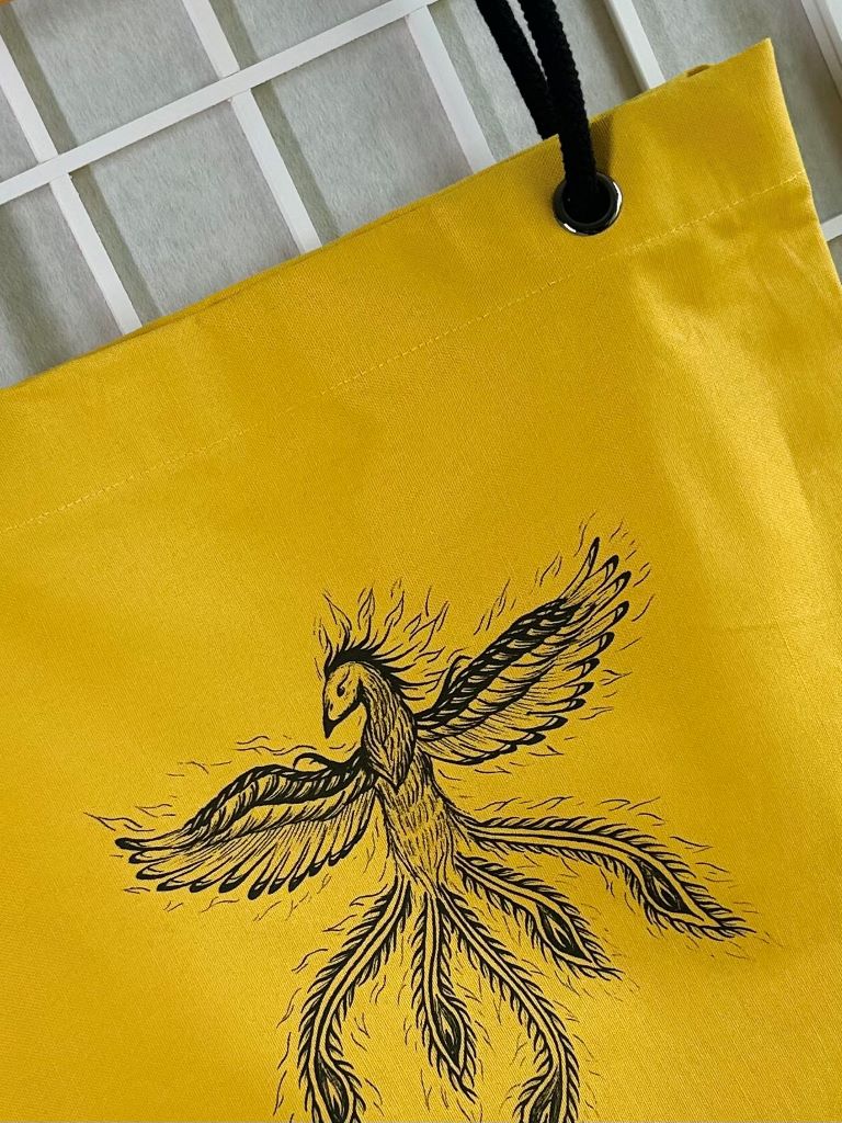 žlutá nákupní taška "Fénix" se šňůrovými uchy