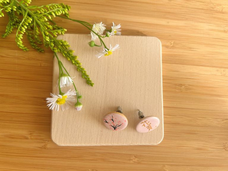 keramické náušnice "Ráno pod sakurou - hanami"