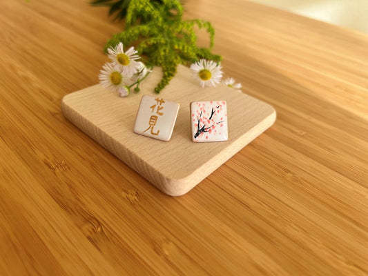 ceramic earrings "Morning under the Sakura - hanami"