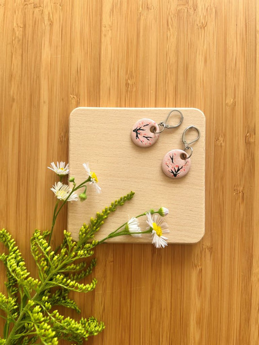 Ceramic dangle earrings "Morning under the Sakura"