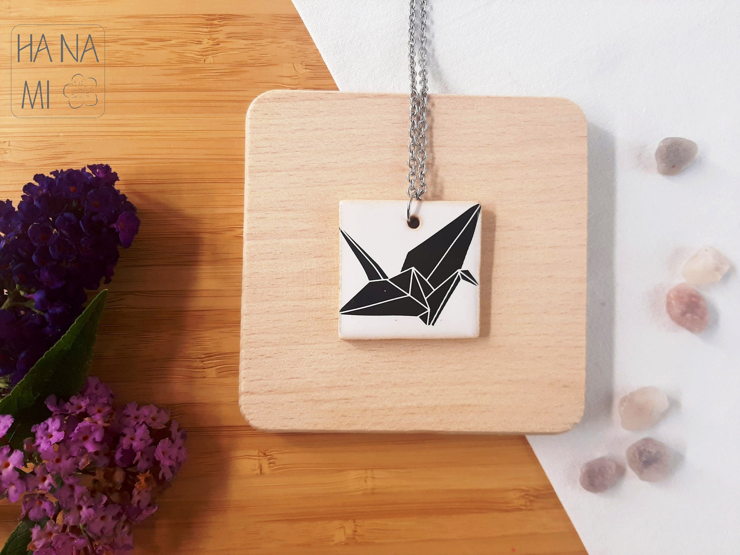 ceramic necklace "Origami Crane"