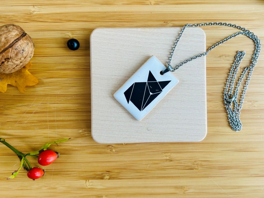 Ceramic necklace "Origami Fox"