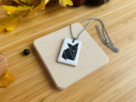 Ceramic necklace "Origami Fox"