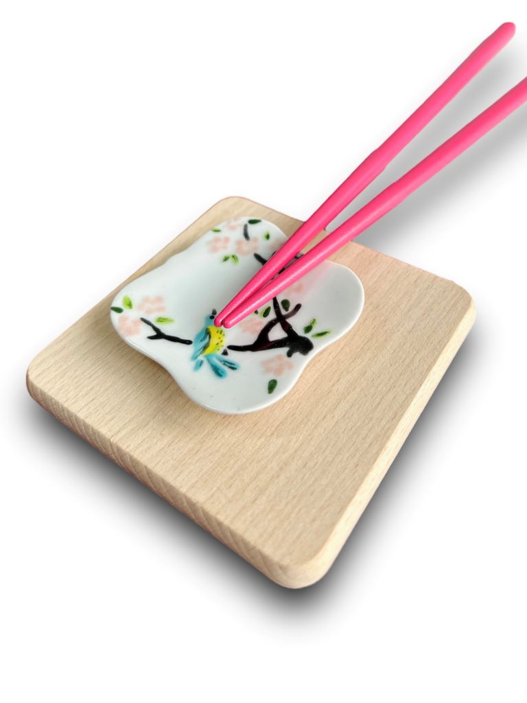 chopstick rest square "Bird on sakura" 5.5x5.5 cm