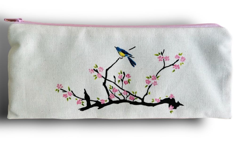 Pencil case "Bird on a cherry blossom"