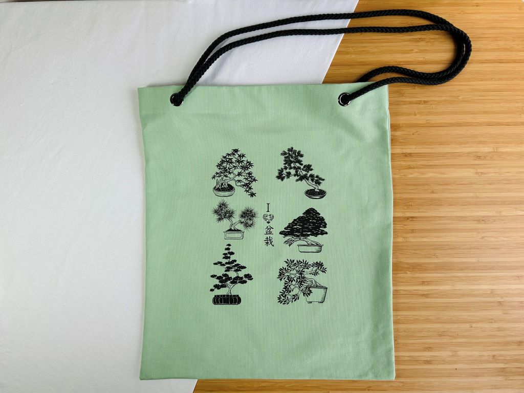 "Bonsai Lover" shopping bag with cord handles