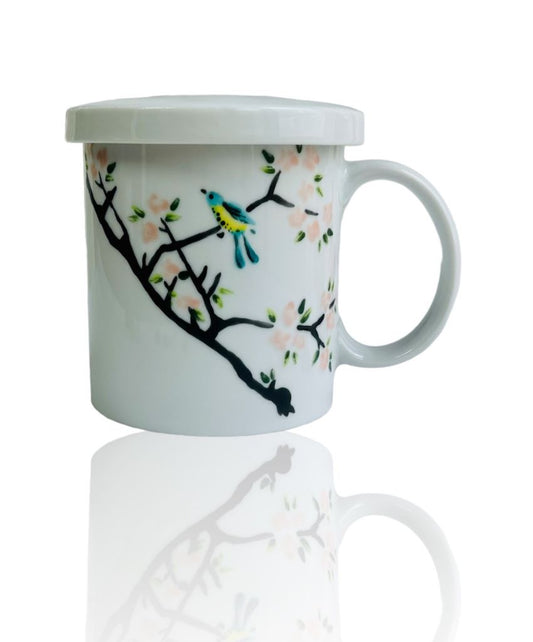 Mug "Bird on Sakura" with infuser and lid 300 ml