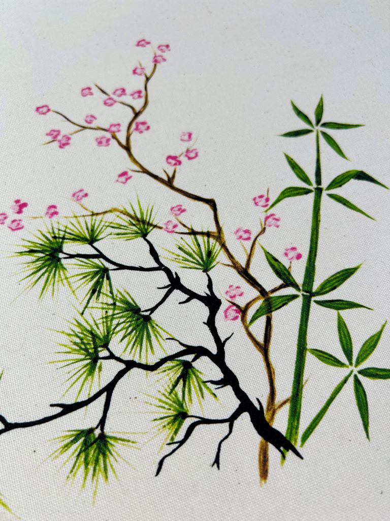 nákupní taška "Tři přátelé zimy" se šňůrovými uchy