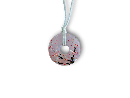 "Morning under Cherry Blossoms" donut necklace rose quartz