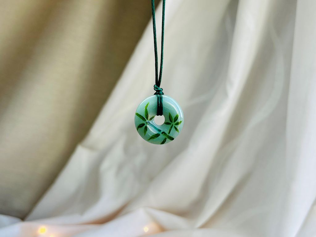 donut necklace "Bamboo Grove" green aventurine