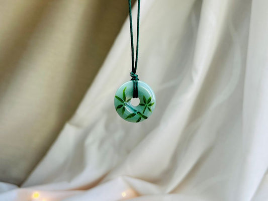 donut necklace "Bamboo Grove" green aventurine