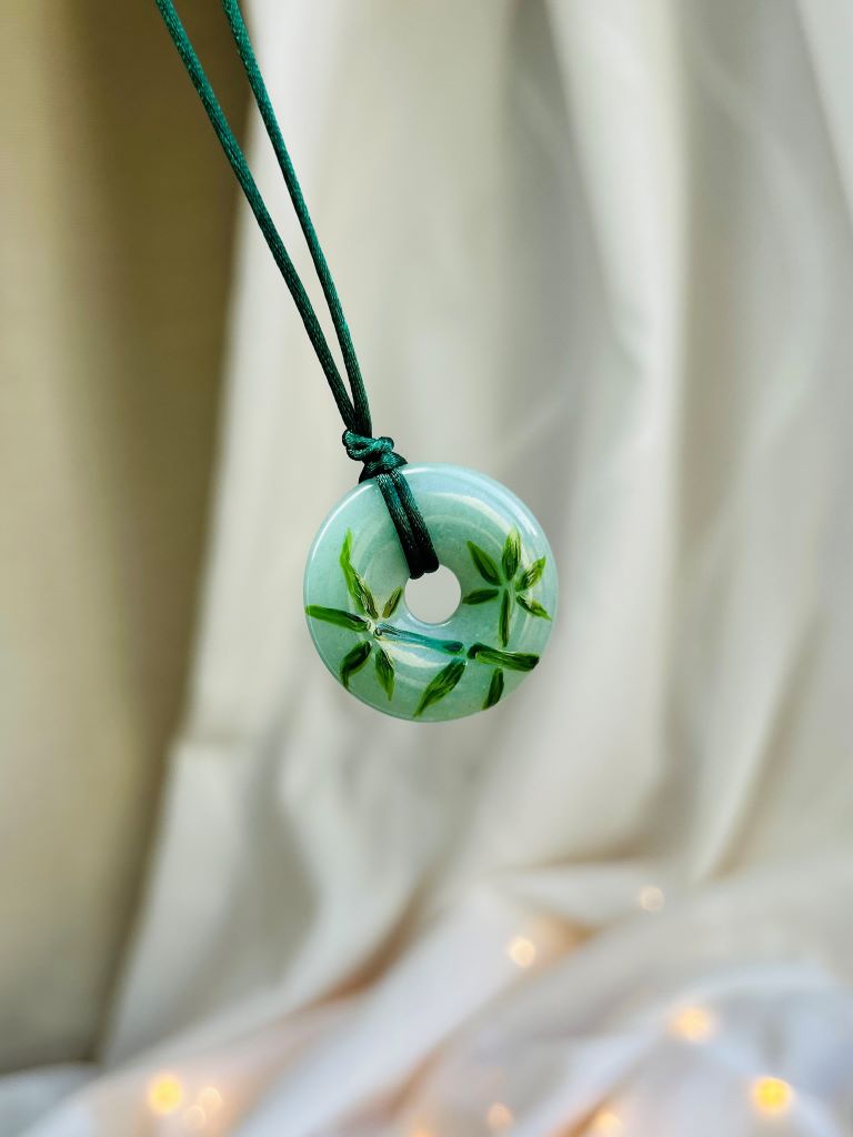 donut necklace "Bamboo Grove" green aventurine