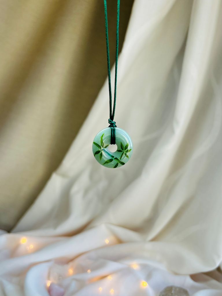 donut necklace "Bamboo Grove" green aventurine