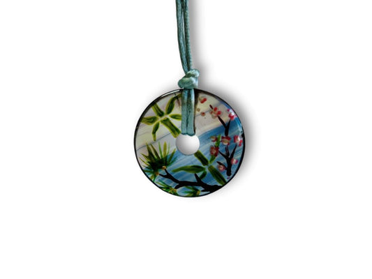 Doughnut Necklace "Three Winter Friends" Fluorite