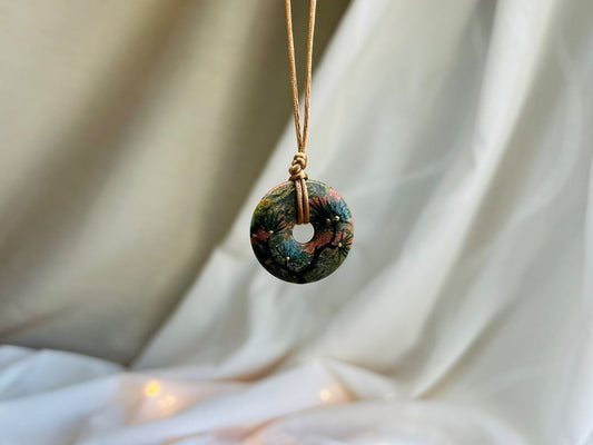 "Long-Life Pine" donut necklace - unakite (epidote)
