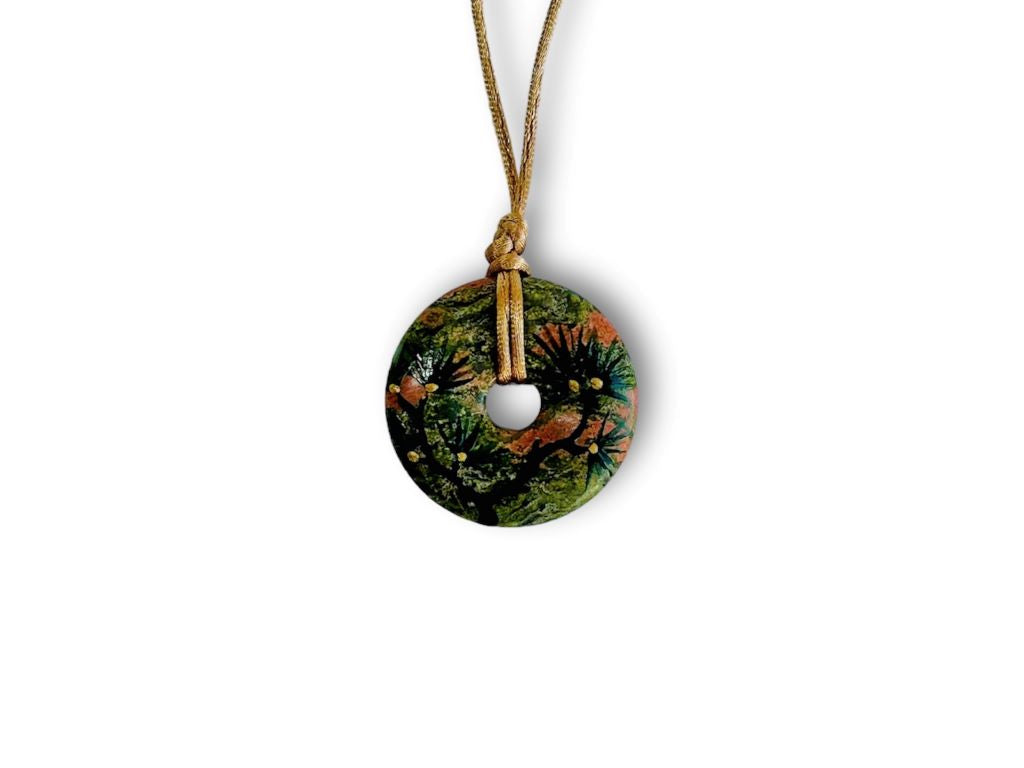 "Long-Life Pine" donut necklace - unakite (epidote)