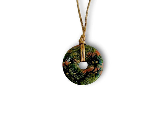 "Long-Life Pine" donut necklace - unakite (epidote)