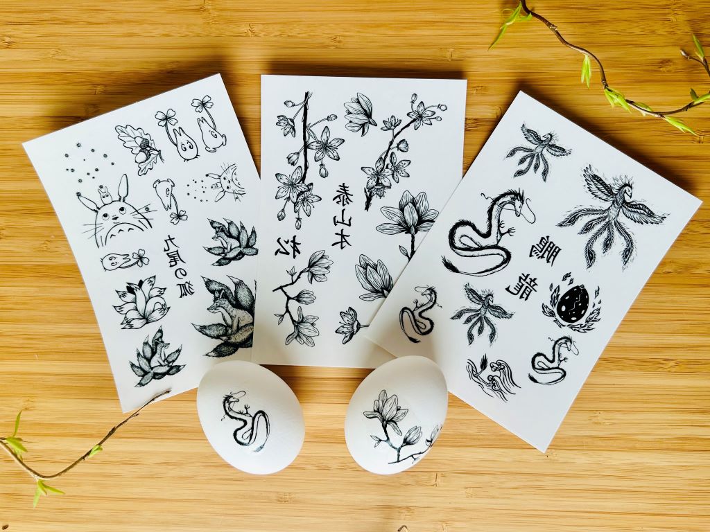 Temporary Tattoo "Dragon and Phoenix"