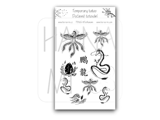 Temporary Tattoo "Dragon and Phoenix"