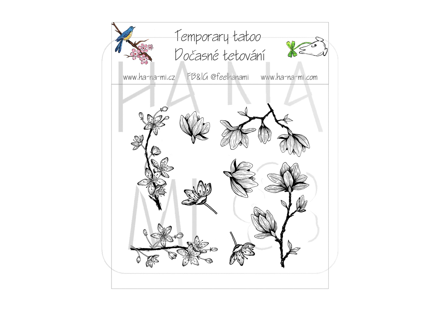 Temporary Tattoo "Spring Japan" Black