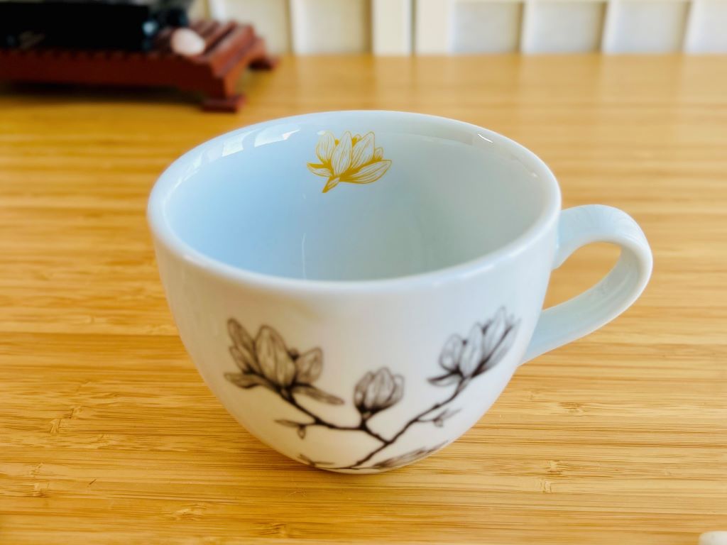 Mug wide "Magnolia" with gold 480 ml