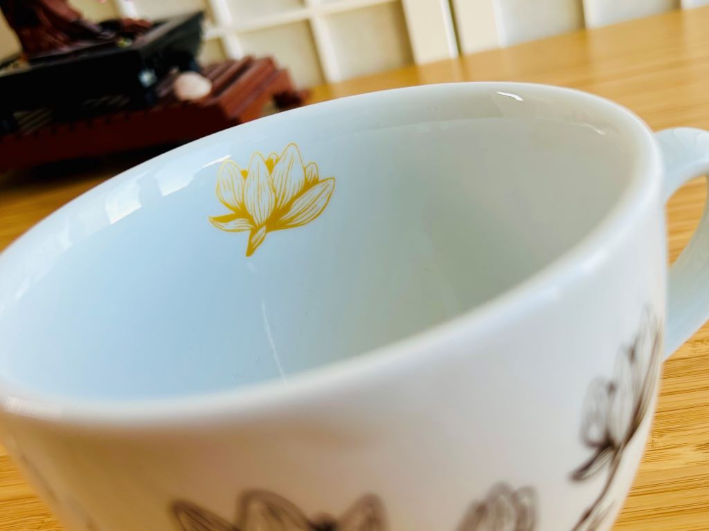 Mug wide "Magnolia" with gold 480 ml